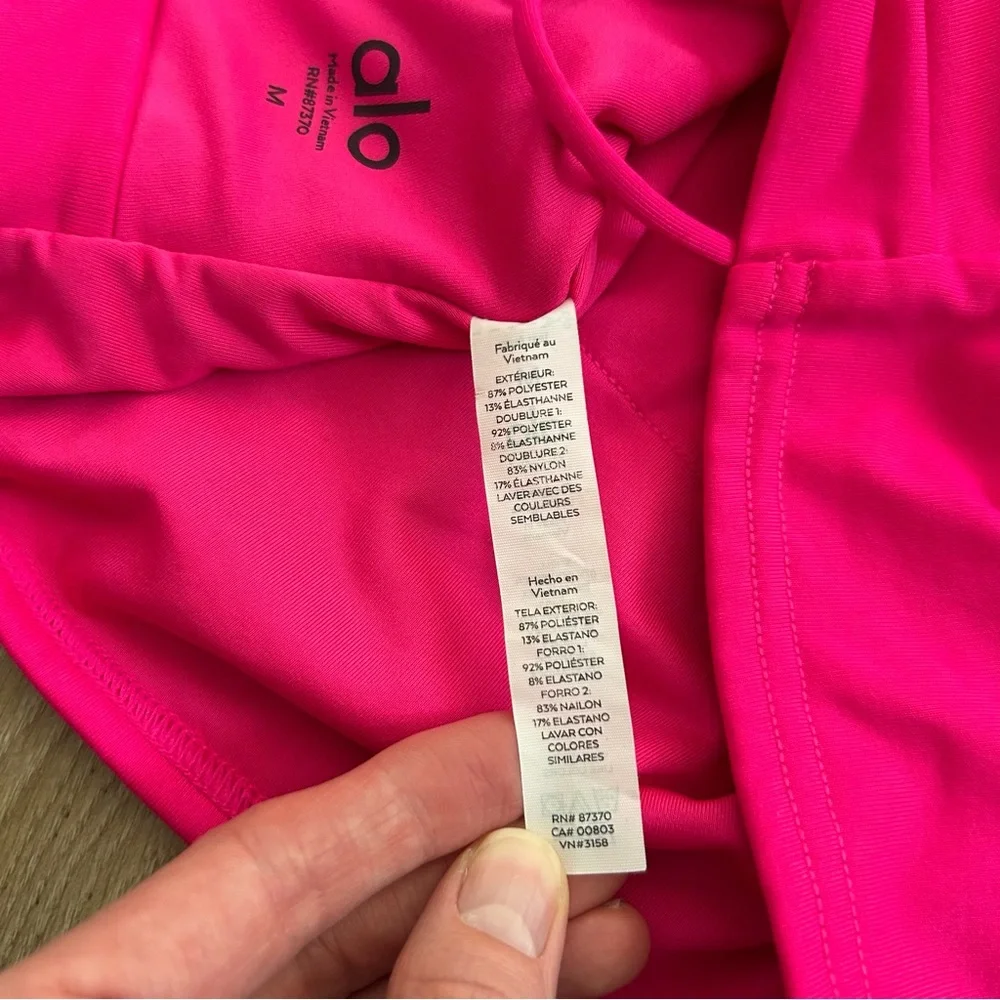 Alo Yoga Movement Longline Strappy Back Sports Bra Hot Pink Size Medium - Picture 6 of 6